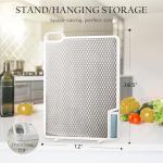 KITEXPERT Stainless Steel Cutting Boards for Kitchen, Double Sided Metal Cutting Board with 360° Stand Garlic Presser Knife Sharper, Large Cutting Board 304 Steel and PP 16.5"×12", Easy to Clean