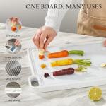 KITEXPERT Stainless Steel Cutting Boards for Kitchen, Double Sided Metal Cutting Board with 360° Stand Garlic Presser Knife Sharper, Large Cutting Board 304 Steel and PP 16.5"×12", Easy to Clean