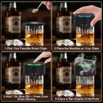 Electric Whiskey Smoker Kit, Rechargeable Cocktail Smoker Kit with 6 Wood Chips, Built in lighter, No need for butane. With three colors ambient lights. Birthday or Christmas gifts prepared for men.