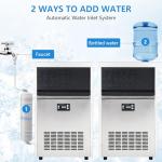Commercial Ice Maker, 100 Lbs/Day Free Standing Ice Maker, Ice Machines with 33 Lbs Ice Storage Bin, Self Cleaning Under Counter Ice Maker for Home Kitchen, Bar, Restaurant