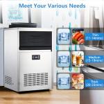 Commercial Ice Maker, 100 Lbs/Day Free Standing Ice Maker, Ice Machines with 33 Lbs Ice Storage Bin, Self Cleaning Under Counter Ice Maker for Home Kitchen, Bar, Restaurant