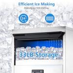 Commercial Ice Maker, 100 Lbs/Day Free Standing Ice Maker, Ice Machines with 33 Lbs Ice Storage Bin, Self Cleaning Under Counter Ice Maker for Home Kitchen, Bar, Restaurant