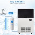 Commercial Ice Maker, 100 Lbs/Day Free Standing Ice Maker, Ice Machines with 33 Lbs Ice Storage Bin, Self Cleaning Under Counter Ice Maker for Home Kitchen, Bar, Restaurant
