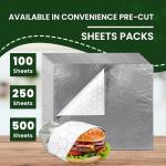 Extra Large - (100 Sheets) - Sandwich Wrapping Paper Sheets With Foil Backing - Burrito Wrappers Sandwich Paper Wrap - Food Wrapping Deli Sheets - 14 x 16 Inches