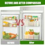 MdakeGo 3 Pack Refrigerator Organizer Box, Plastic Refrigerator Side Door Storage Containers, Space-Saving Organizer Bins for Fridge, Refrige Drawers for Fruit and Vegetable (Clear,S*3)