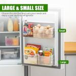 MdakeGo 3 Pack Refrigerator Organizer Box, Plastic Refrigerator Side Door Storage Containers, Space-Saving Organizer Bins for Fridge, Refrige Drawers for Fruit and Vegetable (Clear,S*3)
