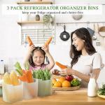 MdakeGo 3 Pack Refrigerator Organizer Box, Plastic Refrigerator Side Door Storage Containers, Space-Saving Organizer Bins for Fridge, Refrige Drawers for Fruit and Vegetable (Clear,S*3)