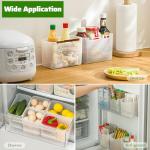 MdakeGo 3 Pack Refrigerator Organizer Box, Plastic Refrigerator Side Door Storage Containers, Space-Saving Organizer Bins for Fridge, Refrige Drawers for Fruit and Vegetable (Clear,S*3)