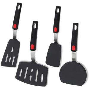 Silicone Spatula Turner Set of 4, Wiztoynia 600°F Heat Resistant Cooking Spatulas for Nonstick Cookware, BPA Free Rubber Spatula Large Kitchen Utensils Set for Egg, Pancake, Burger, Fish