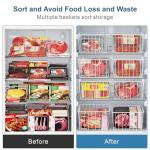 iSPECLE Freezer Organizer Bins - 4 Pack Medium Upright Baskets for 14 to 15.5 cu.ft Stand Up Freezer, Easily Sort and Get Food, Air Circulation Stops Food Sliding Out, White