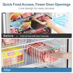 iSPECLE Freezer Organizer Bins - 4 Pack Medium Upright Baskets for 14 to 15.5 cu.ft Stand Up Freezer, Easily Sort and Get Food, Air Circulation Stops Food Sliding Out, White