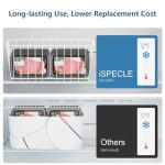 iSPECLE Freezer Organizer Bins - 4 Pack Medium Upright Baskets for 14 to 15.5 cu.ft Stand Up Freezer, Easily Sort and Get Food, Air Circulation Stops Food Sliding Out, White