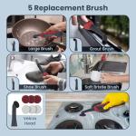 LifeBasis Rechargeable Power Scrubber 11-Piece Kit, Cordless Electric Cleaning Brush, IPX7 Waterproof Electric Grout Brush for Home, Kitchen, Bathroom, Grout, Tile, Shower, Tub, Red