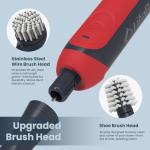 LifeBasis Rechargeable Power Scrubber 11-Piece Kit, Cordless Electric Cleaning Brush, IPX7 Waterproof Electric Grout Brush for Home, Kitchen, Bathroom, Grout, Tile, Shower, Tub, Red
