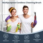 LifeBasis Rechargeable Power Scrubber 11-Piece Kit, Cordless Electric Cleaning Brush, IPX7 Waterproof Electric Grout Brush for Home, Kitchen, Bathroom, Grout, Tile, Shower, Tub, Red