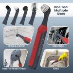 LifeBasis Rechargeable Power Scrubber 11-Piece Kit, Cordless Electric Cleaning Brush, IPX7 Waterproof Electric Grout Brush for Home, Kitchen, Bathroom, Grout, Tile, Shower, Tub, Red