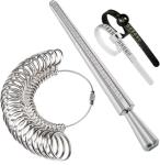 Meowoo Ring Sizer Measuring Tool Set, Ring Gauges with Finger Sizer Mandrel Ring Sizer Tools for Jewelry Sizing Measuring, 4 pcs, Silvery