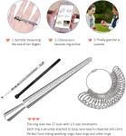 Meowoo Ring Sizer Measuring Tool Set, Ring Gauges with Finger Sizer Mandrel Ring Sizer Tools for Jewelry Sizing Measuring, 4 pcs, Silvery