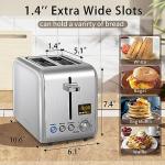 SEEDEEM 2 Slice Toaster - Stainless Steel With Color LCD Display, 7 Bread Shade Settings, 1.4'' Wide Slots, Bagel/Defrost/Reheat Functions, Removable Crumb Tray, 900W, Silver Metallic