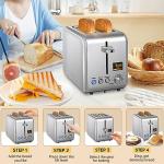 SEEDEEM 2 Slice Toaster - Stainless Steel With Color LCD Display, 7 Bread Shade Settings, 1.4'' Wide Slots, Bagel/Defrost/Reheat Functions, Removable Crumb Tray, 900W, Silver Metallic