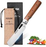 Huusk Japanese Folding Nakiri Knife - Pocket Chef Knife with 440C Stainless Steel Ultra Sharp Blade, Portable kitchen knife for BBQ Trip Outdoor, Gifts for Men