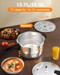WantJoin 14Qt Aluminum Pressure Cooker w/Release Valve & Multiple Protective Devices,Pressure Canner Compatible with Gas & Induction Cooker,Canner Rack Included