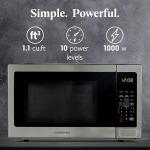 Farberware 1.1 Cu. Ft. Countertop Microwave Oven – 1000 Watts Power, Auto Cook Settings, Defrost, Easy Clean and Child Safety Lock-Stainless, Stainless Steel