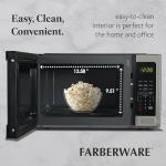 Farberware 1.1 Cu. Ft. Countertop Microwave Oven – 1000 Watts Power, Auto Cook Settings, Defrost, Easy Clean and Child Safety Lock-Stainless, Stainless Steel