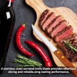 Kyraton Steak Knives Set of 12, Wood Handle Stainless Steel Steak Knife Set, Serrated Steak Knives, Gifts for Home, Restaurant, Parties, Wedding, Camping