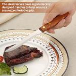 Kyraton Steak Knives Set of 12, Wood Handle Stainless Steel Steak Knife Set, Serrated Steak Knives, Gifts for Home, Restaurant, Parties, Wedding, Camping