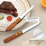 Kyraton Steak Knives Set of 12, Wood Handle Stainless Steel Steak Knife Set, Serrated Steak Knives, Gifts for Home, Restaurant, Parties, Wedding, Camping