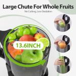 Juicer Machines, Aeitto Cold Press Juicer with Large Feed Chute, Easy to Clean, For Whole Vegetables and Fruits,Slow Masticating Juicers, Easy to Assemble, High Juice Yield