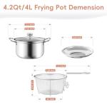 Deep Frying Pot with Basket, 4.2QT/4L 3-in-1 Multi-Functional Stainless Steel Stove Top Deep Fryer Pot with Basket and Oil strainer For Frying, Stewing, Boiling for Kitchen and Camping