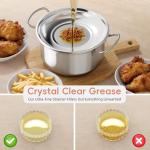 Deep Frying Pot with Basket, 4.2QT/4L 3-in-1 Multi-Functional Stainless Steel Stove Top Deep Fryer Pot with Basket and Oil strainer For Frying, Stewing, Boiling for Kitchen and Camping