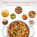 Deep Frying Pot with Basket, 4.2QT/4L 3-in-1 Multi-Functional Stainless Steel Stove Top Deep Fryer Pot with Basket and Oil strainer For Frying, Stewing, Boiling for Kitchen and Camping