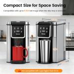 Horavie Single Serve Coffee Maker for K-Cup Pod and Grounds, Hot and Iced Coffee Maker, 6 to 14oz Brew Sizes, 50oz Removable Reservoir, Strong Button Feature, Fit 6.5" Mugs, Stainless Steel, Black