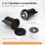 Horavie Single Serve Coffee Maker for K-Cup Pod and Grounds, Hot and Iced Coffee Maker, 6 to 14oz Brew Sizes, 50oz Removable Reservoir, Strong Button Feature, Fit 6.5" Mugs, Stainless Steel, Black