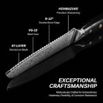 KYOKU Serrated Bread Knife - 8" - Shogun Series - Japanese VG10 Steel Core Damascus Blade - with Sheath & Case