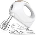Handmixer - 5 Speed Portable Kitchen Mixer Electric Handheld with 5 Stainless Steel Accessories Whisk, Food Beater, ‌Ivory