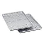 Amazon Basics Ceramic Nonstick Baking Sheets & Cooling Rack Set, Non-Toxic, Half Sheet Size, 2-Pack, Gray