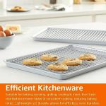 Amazon Basics Ceramic Nonstick Baking Sheets & Cooling Rack Set, Non-Toxic, Half Sheet Size, 2-Pack, Gray
