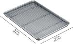 Amazon Basics Ceramic Nonstick Baking Sheets & Cooling Rack Set, Non-Toxic, Half Sheet Size, 2-Pack, Gray