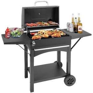 Kendane Charcoal Grill with Side Shelf, 353 Sq.Inch Cooking Area,Large Smoker Barbecue Grill with Warming Rack,Outdoor BBQ Grill with Charcoal Tray for Yard, Camping, Picnic