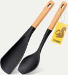 Spatula Spoon 2-Pack, Silicone Cooking Spoon for Nonstick Cookwares, Multifunction Kitchen Utensils for Cooking, Serving, Mixing, Scoop, Scrape and More