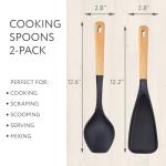 Spatula Spoon 2-Pack, Silicone Cooking Spoon for Nonstick Cookwares, Multifunction Kitchen Utensils for Cooking, Serving, Mixing, Scoop, Scrape and More