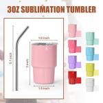 AGH 3 oz Mini Tumbler Shot Glass with Straw and Lid Colored Stainless Steel Sublimation Tumblers Cute Double Wall Vacuum Insulated Cups, 6 Pack
