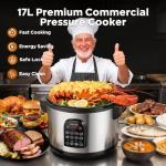 17.8QT Commercial Electric Pressure Cooker stainless steel Pressure Cooker | 24-hour Presetting |12 in 1 slow cooker with temperature control | LED Multifunction Food Warmer with nonstick pot