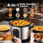 17.8QT Commercial Electric Pressure Cooker stainless steel Pressure Cooker | 24-hour Presetting |12 in 1 slow cooker with temperature control | LED Multifunction Food Warmer with nonstick pot