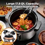 17.8QT Commercial Electric Pressure Cooker stainless steel Pressure Cooker | 24-hour Presetting |12 in 1 slow cooker with temperature control | LED Multifunction Food Warmer with nonstick pot