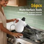 Steam Cleaner, Pressurized Multi-Surface Natural Handheld Steam Cleaner for Home with Lock Button&16 PCS Tools, Portable Steamer for Deep Cleaning Car, Bathrooms, Kitchens, Grout, Tile, and Windows
